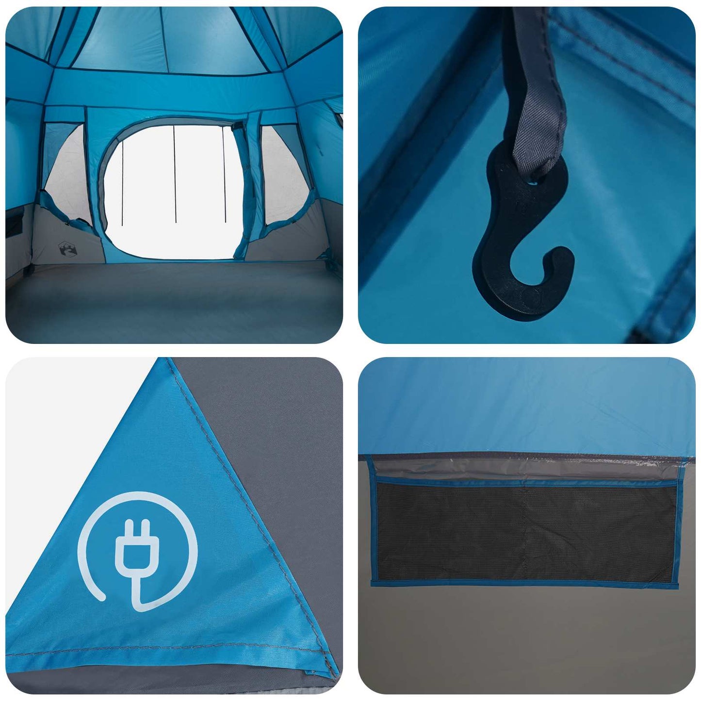 Familietelt med tak Blå 305 x 275 x 190 cm Polyester og stål