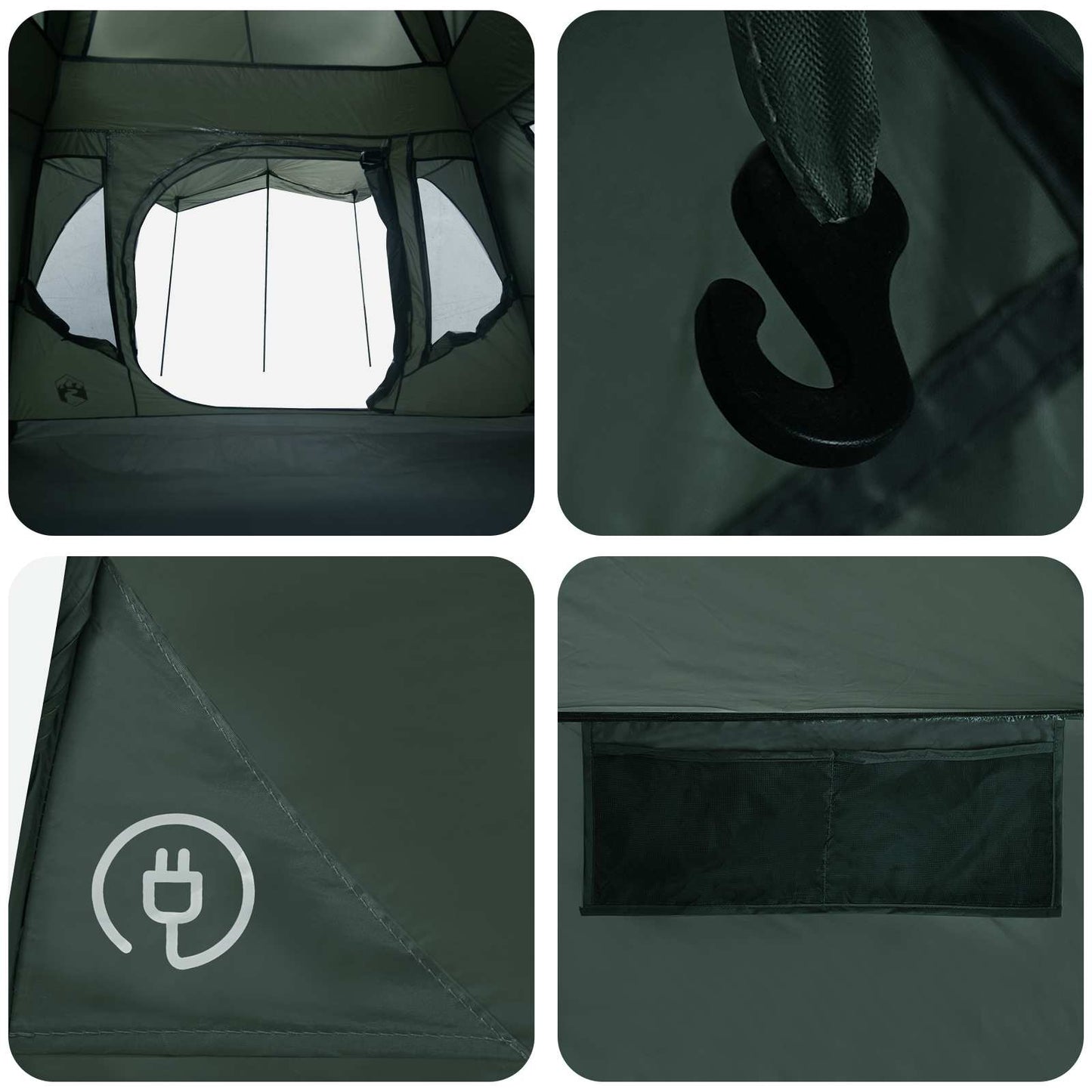 Familietelt Army grønn 305 x 275 x 190 cm Polyester og stål