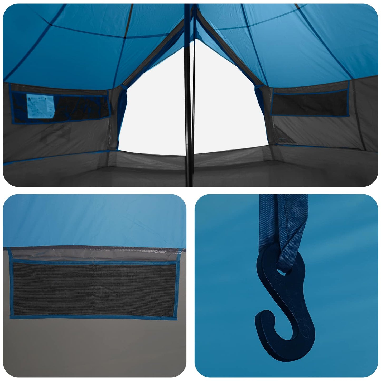 Tipi telt med tak Blå 700 x 700 x 395 cm Polyester og stål