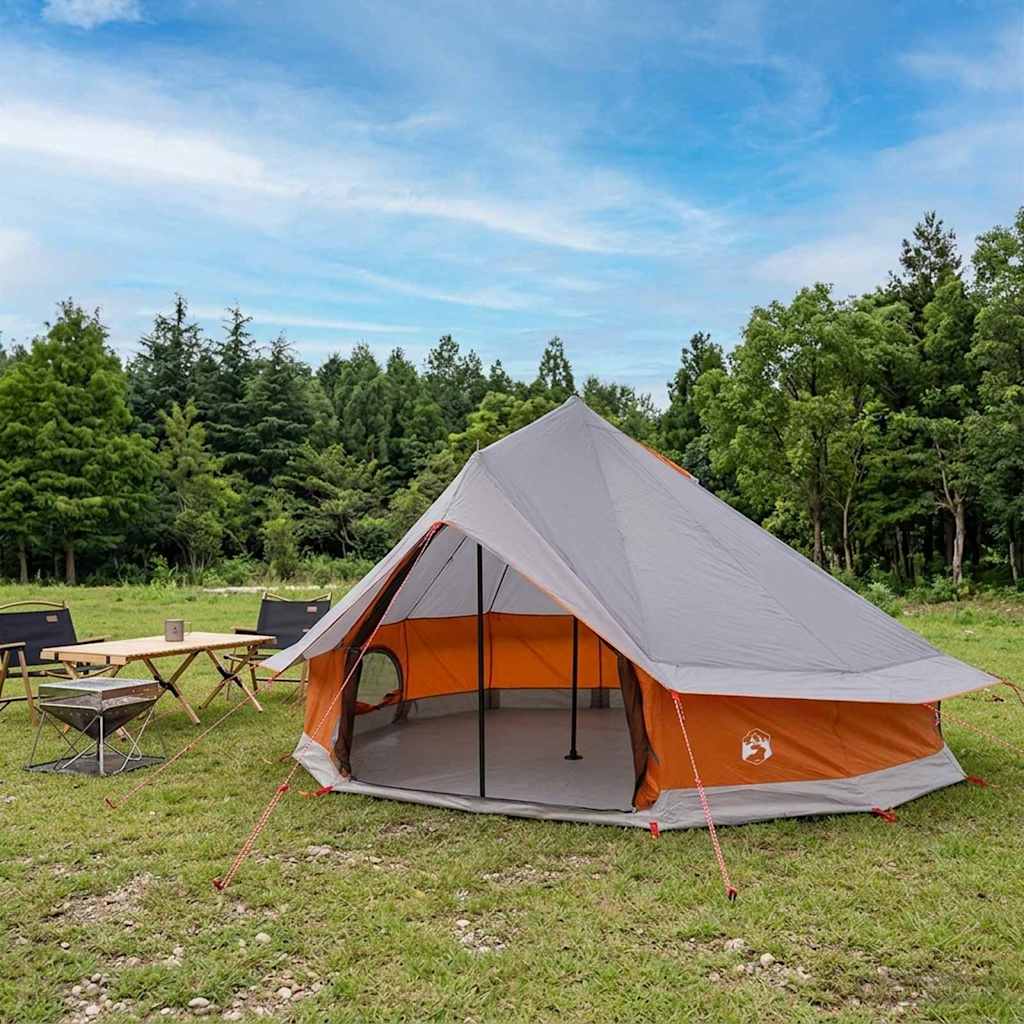 Tipi telt Grå og Oransje 700 x 700 x 395 cm Polyester og stål