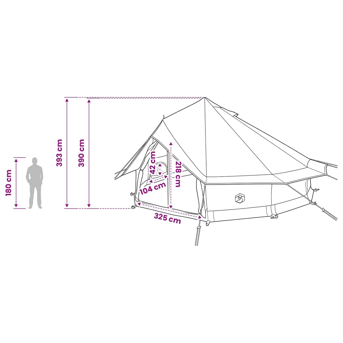Tipi telt Grå og Oransje 700 x 700 x 395 cm Polyester og stål