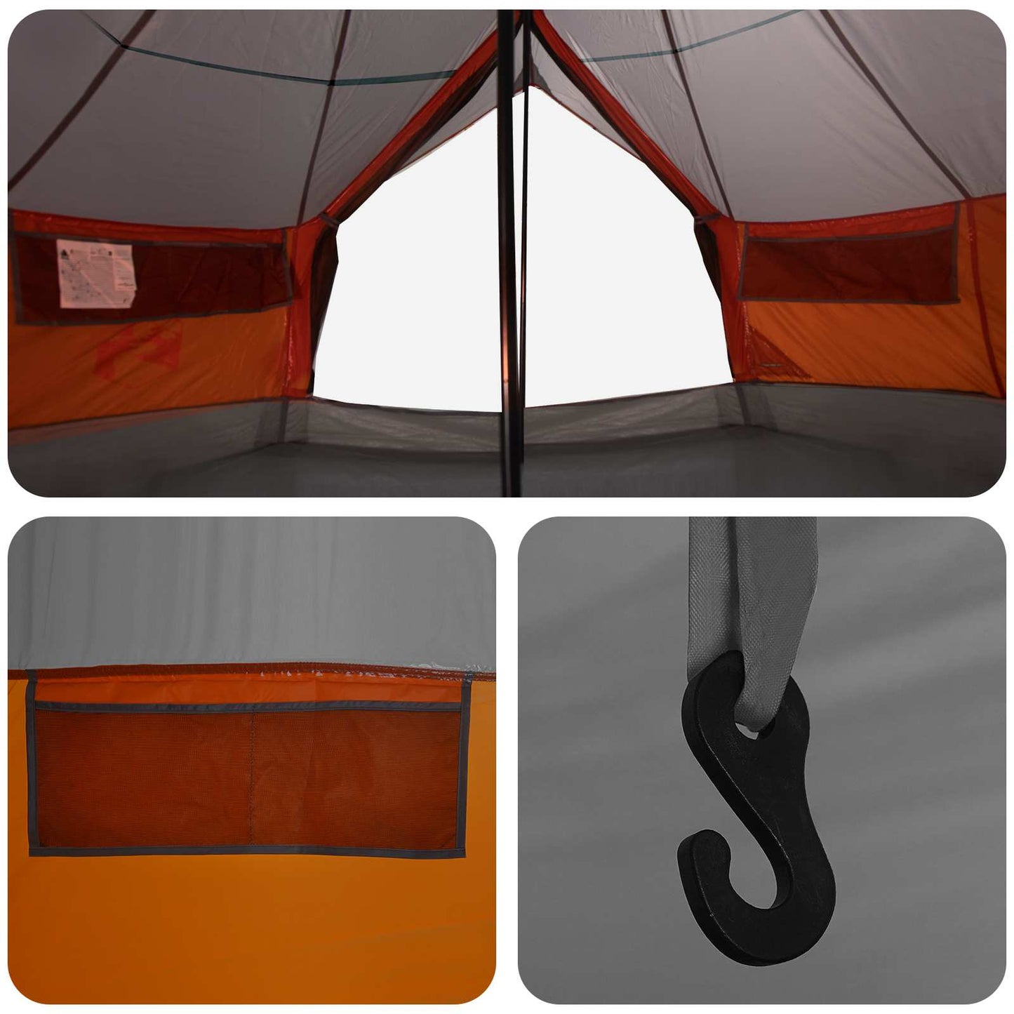 Tipi telt Grå og Oransje 800 x 800 x 430 cm Polyester og stål