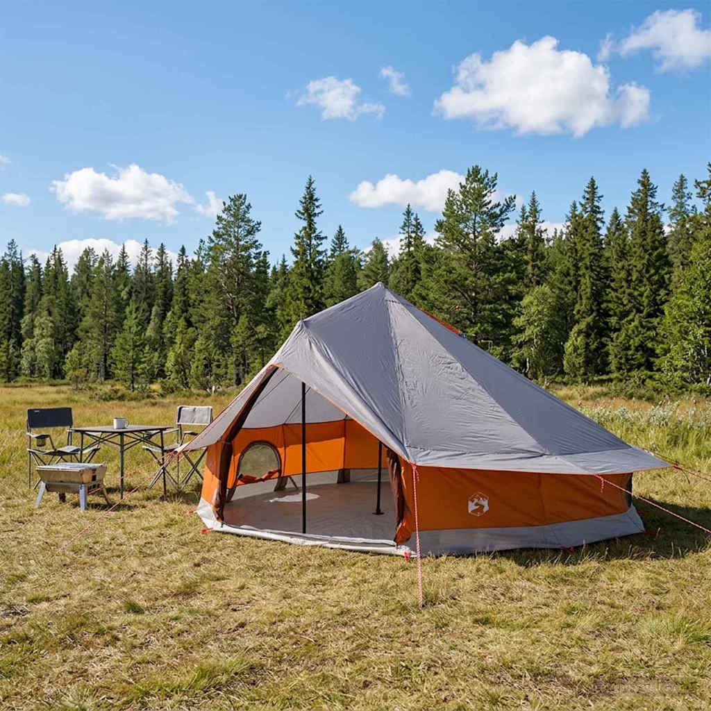 Tipi telt 20 person Grå og Oransje Polyester og stål