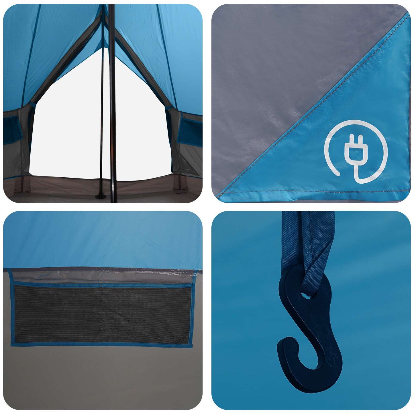 Tipi telt med tak Blå 250 x 250 cm Polyester og stål
