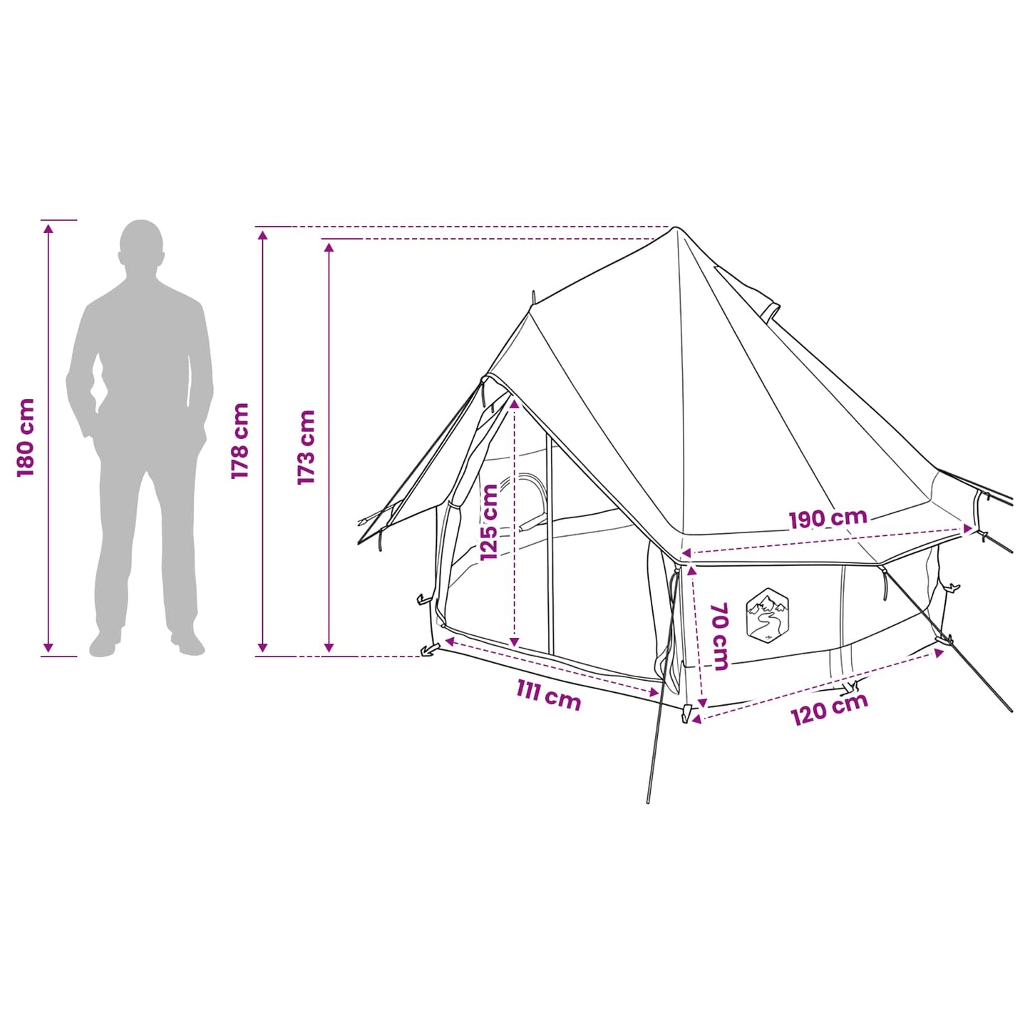 Tipi telt med tak Blå 250 x 250 cm Polyester og stål