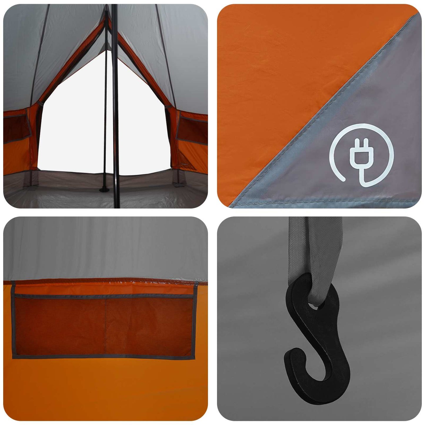 Tipi telt med tak Grå og Oransje 250 x 250 cm Polyester og stål