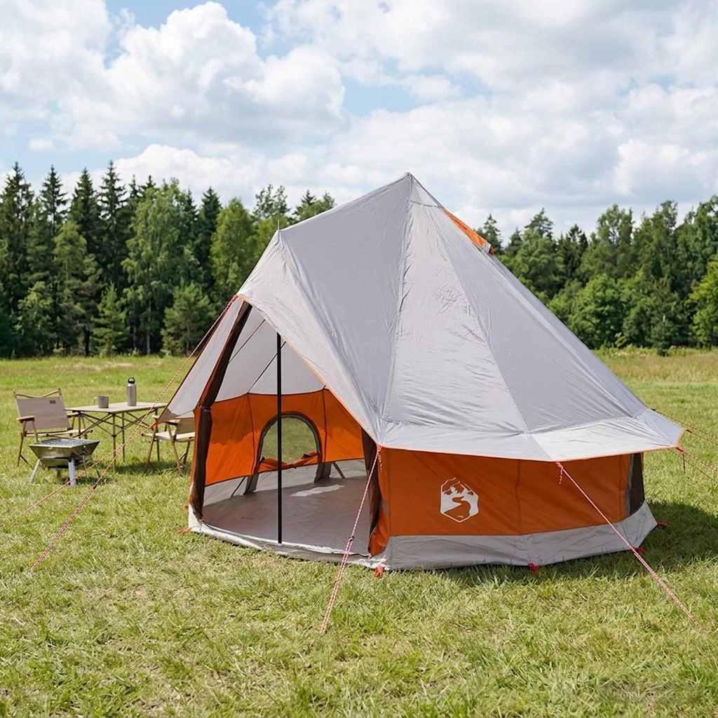 Tipi telt med tak Grå og Oransje 250 x 250 cm Polyester og stål