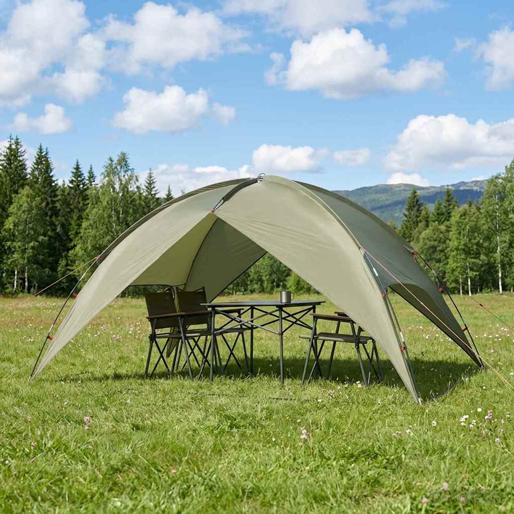Camping Telt med Regntrekk Vanntett Kuppel Olivengrønn