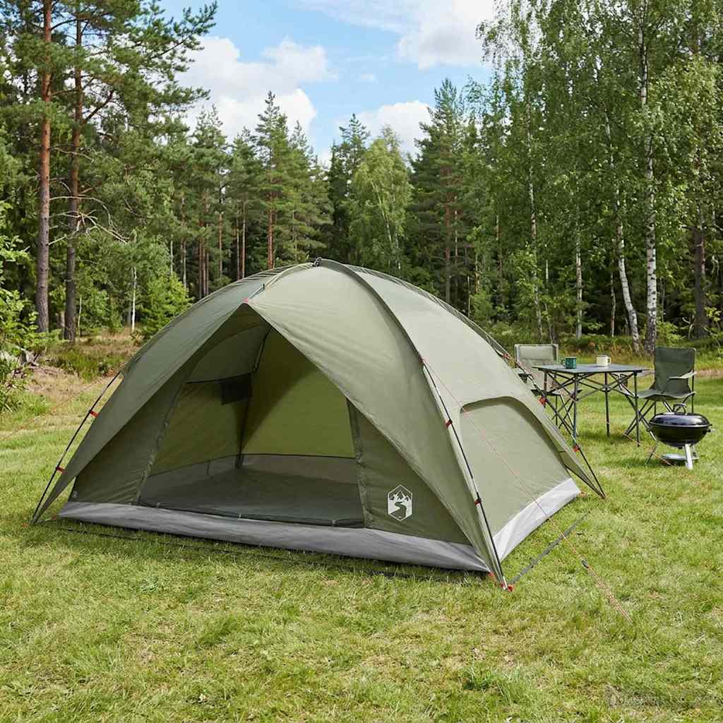 Camping Telt med Regntrekk Vanntett Kuppel Olivengrønn