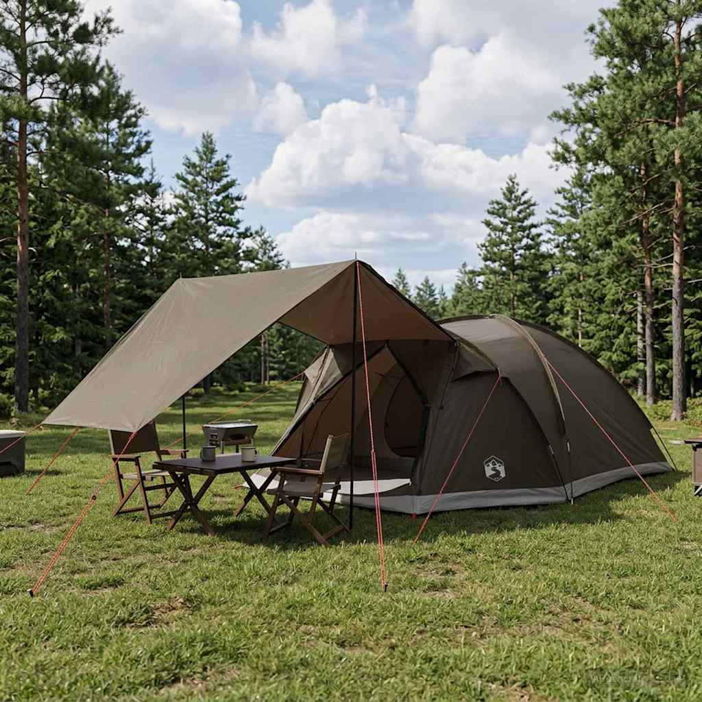 Hyttetelt med tak Brun grå 8 personer Polyester og stål