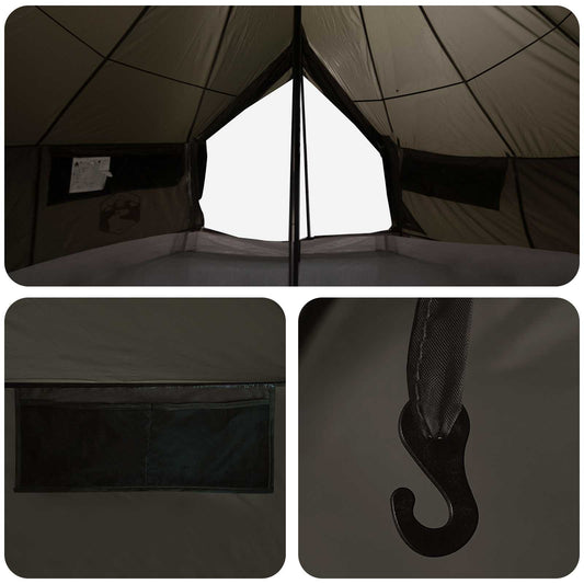 Tipi telt med tak Brun grå 700 x 700 x 395 cm Polyester og stål