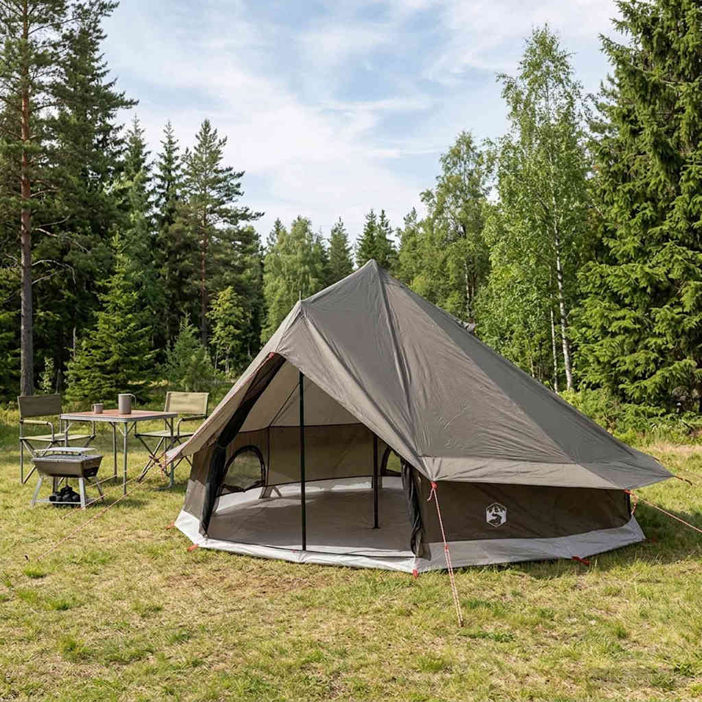 Tipi telt med tak Brun grå 700 x 700 x 395 cm Polyester og stål