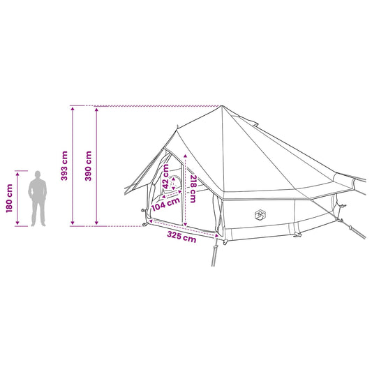 Tipi telt med tak Brun grå 700 x 700 x 395 cm Polyester og stål