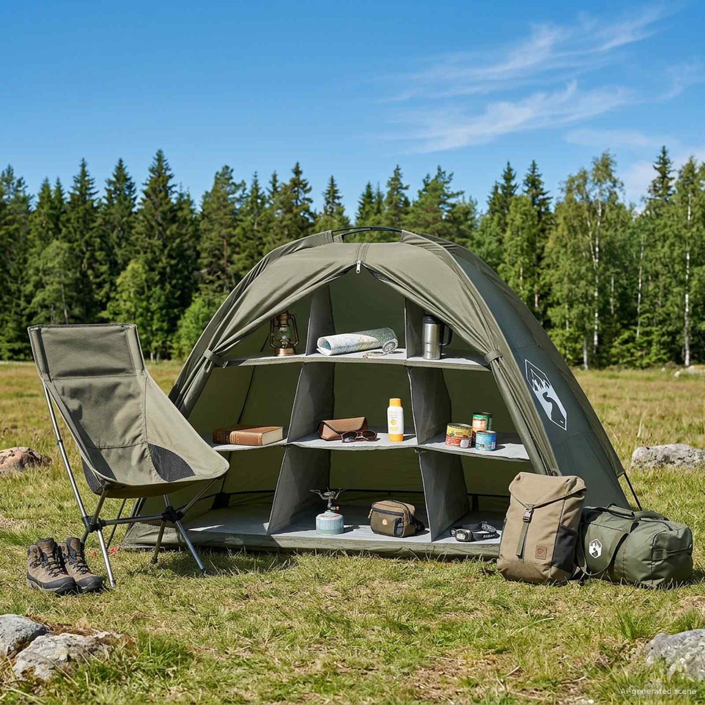 Oppbevaringstelt Olivengrønn 120 x 50 x 70 cm Polyester og stål