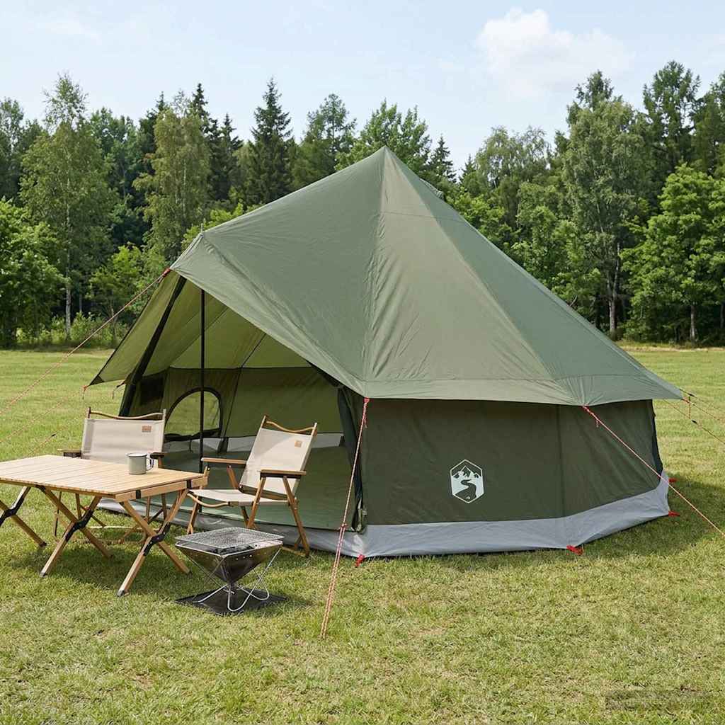 Tipi telt Olivengrønn 400 x 400 x 250 cm Polyester og stål