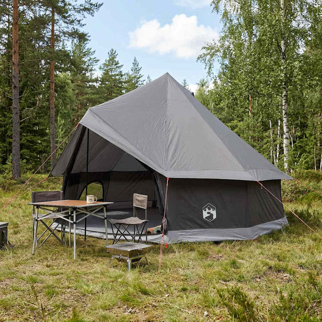 Tipi telt med tak Brun grå 400 x 400 x 250 cm Polyester og stål