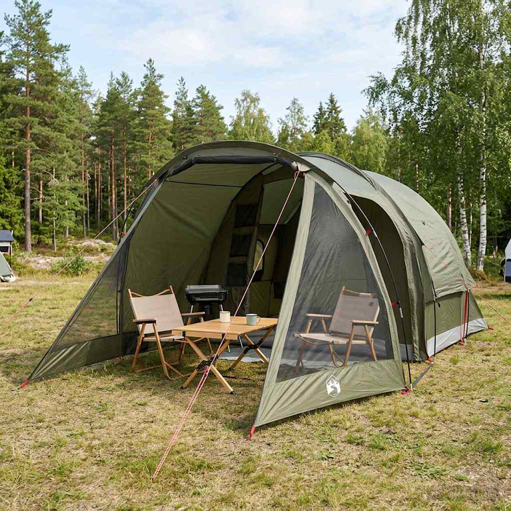 Hyttetelt Olivengrønn 488 x 244 x 183 cm Polyester og stål