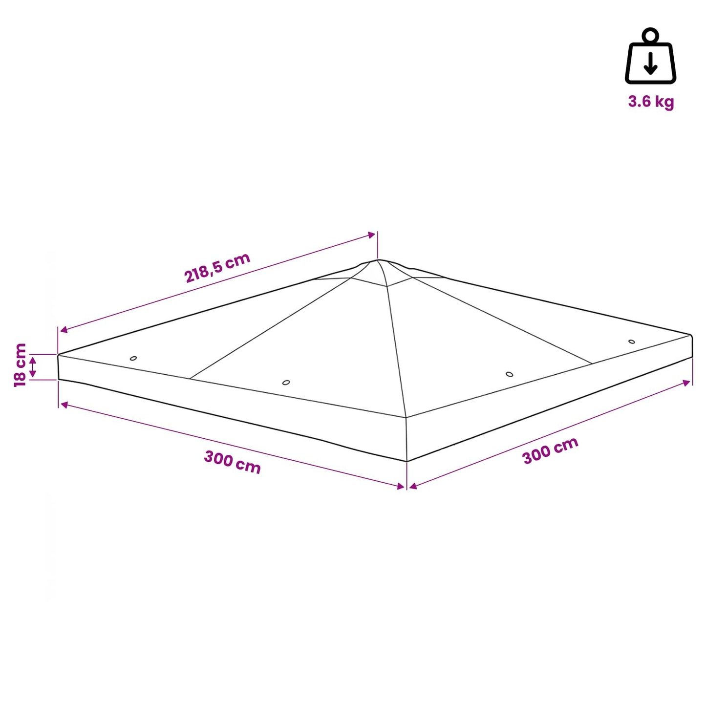 Gazebo Deksel med tak Gråbrun 300 x 300 cm Polyester og stål