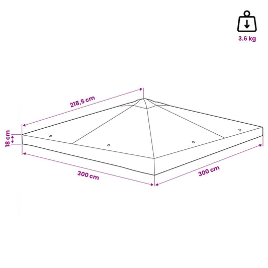 Gazebo Deksel med tak Gråbrun 300 x 300 cm Polyester og stål