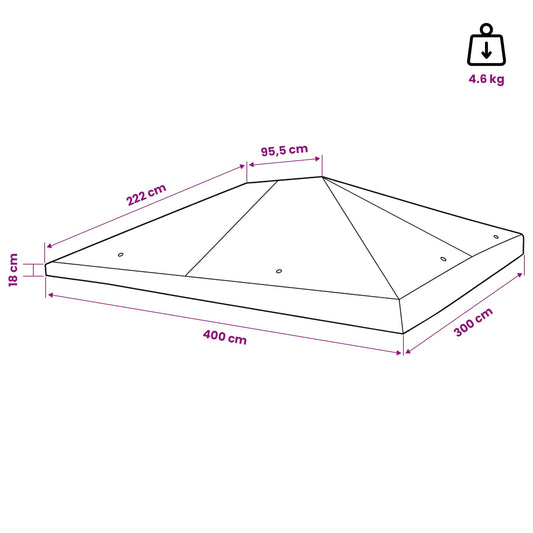 Gazebo Deksel 300 x 400 cm Blå