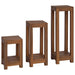 Planteholder 3 stk. Naturlig 25 x 25 x 80 cm Massivt Teaktre