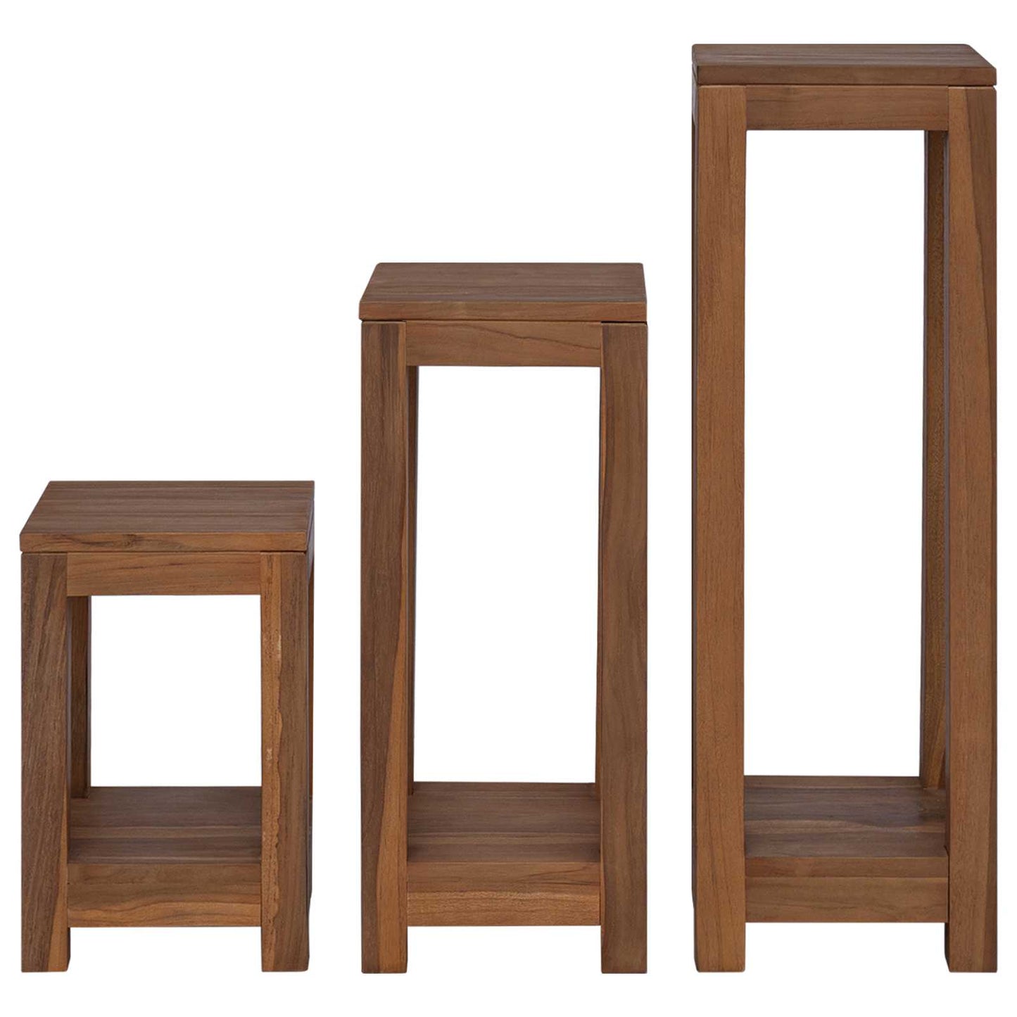 Planteholder 3 stk. Naturlig 25 x 25 x 80 cm Massivt Teaktre