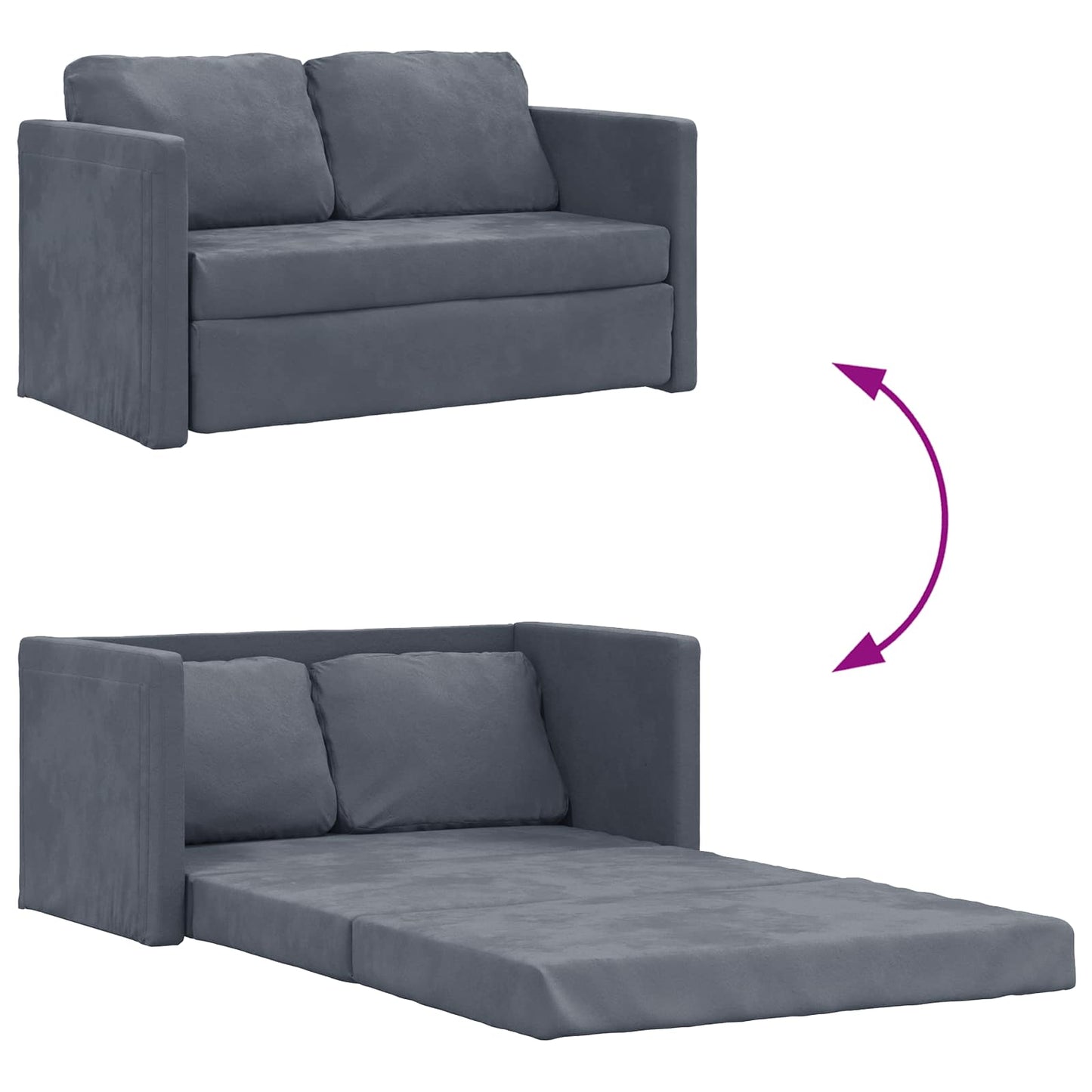 Sammenleggbar Sofa seng Mørkegrå 122 x 70 x 60 cm Fløyel