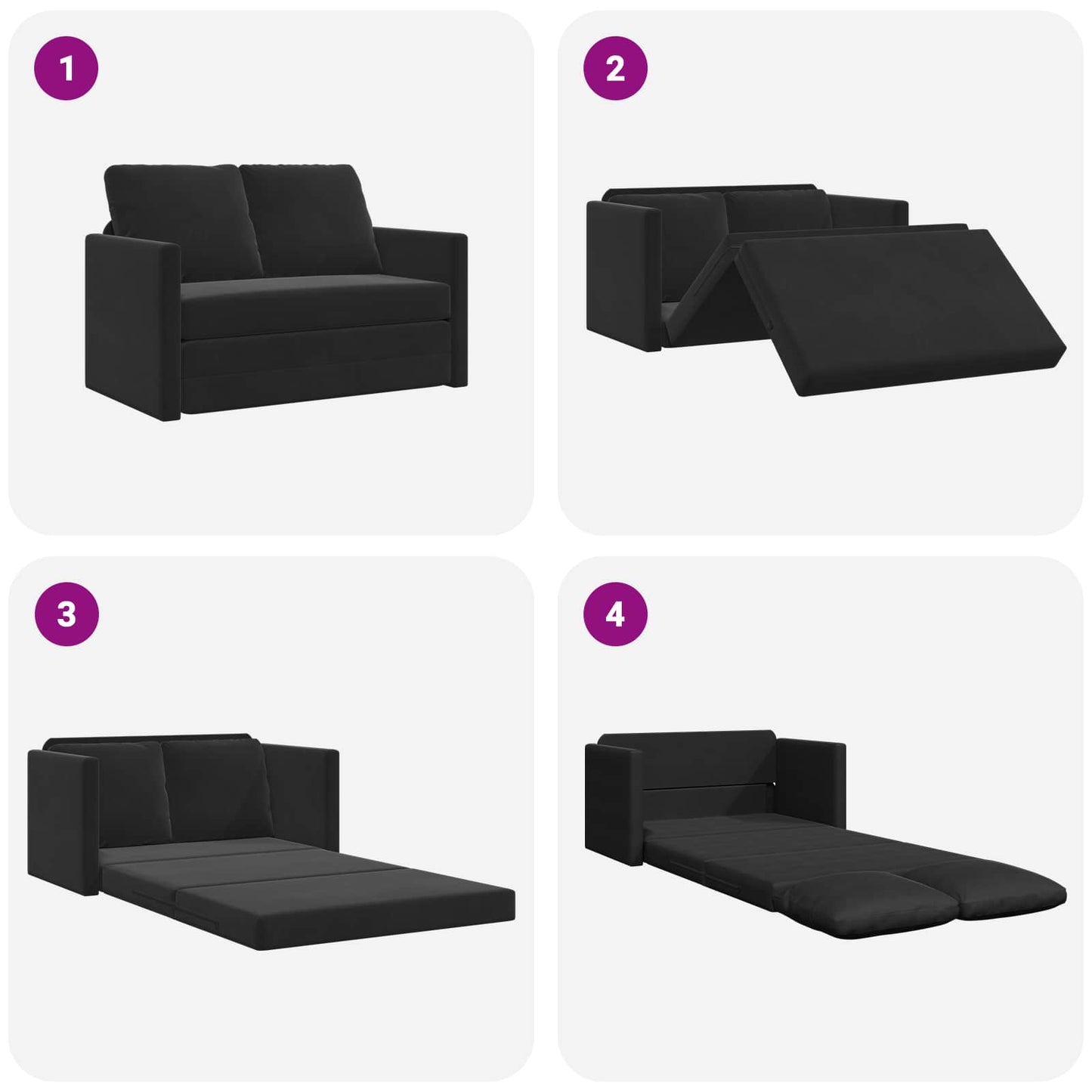 Sammenleggbar Sofa seng Svart 122 x 70 x 60 cm Fløyel
