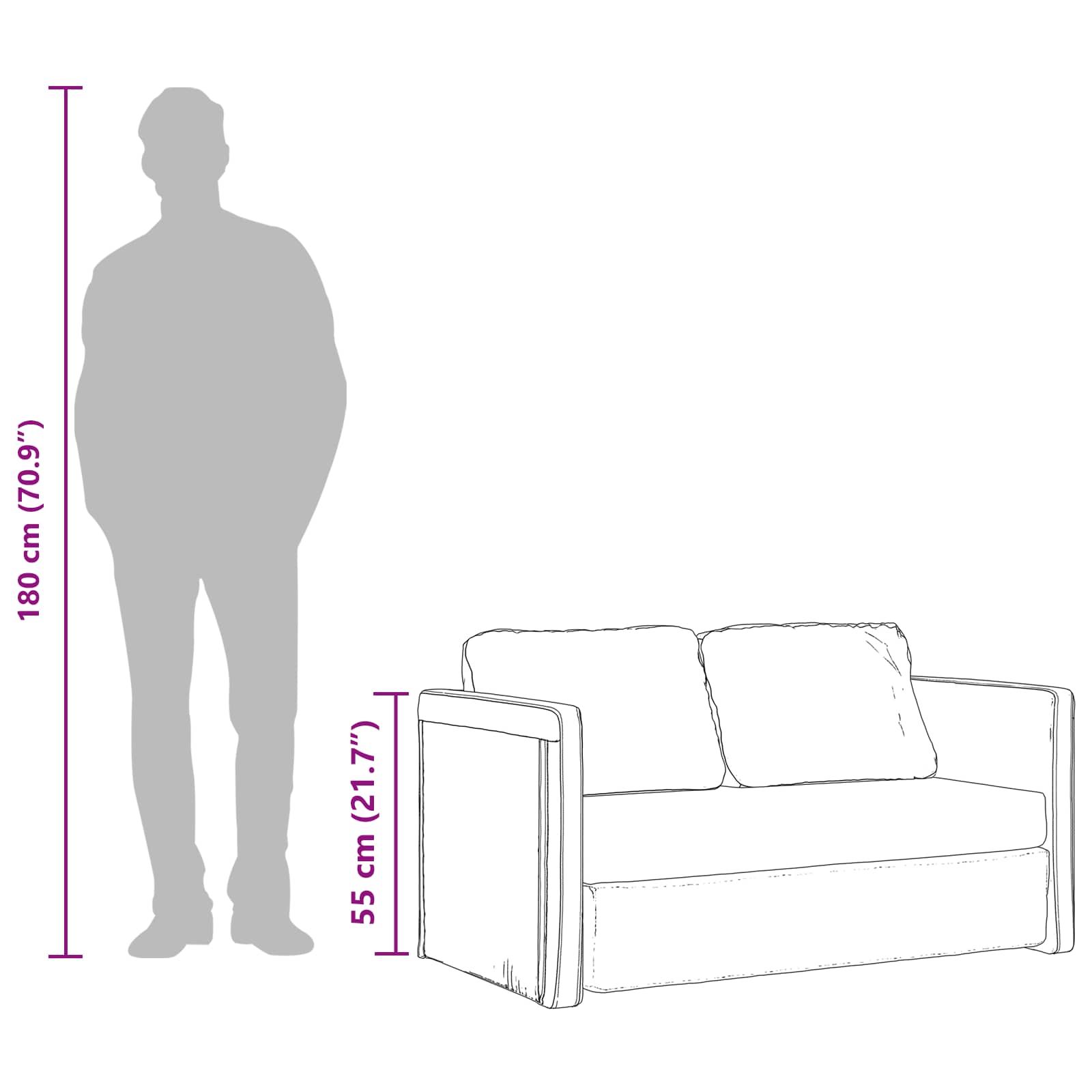 Sammenleggbar Sofa seng Svart 112 x 60 x 55 cm PVC vidaXL