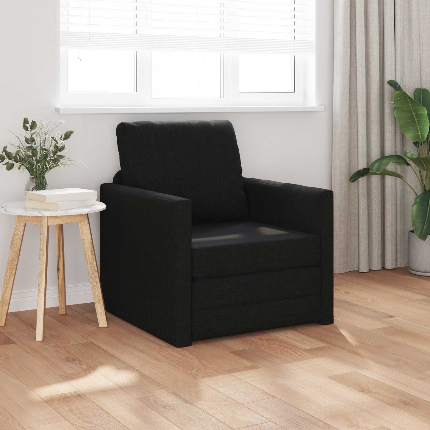Sammenleggbar Sofa seng Svart 74 x 77 x 81 cm stoff
