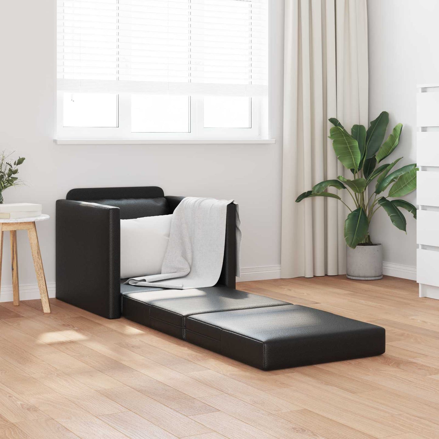 Sammenleggbar Sofa seng Svart 74 x 77 x 81 cm Kunstlær