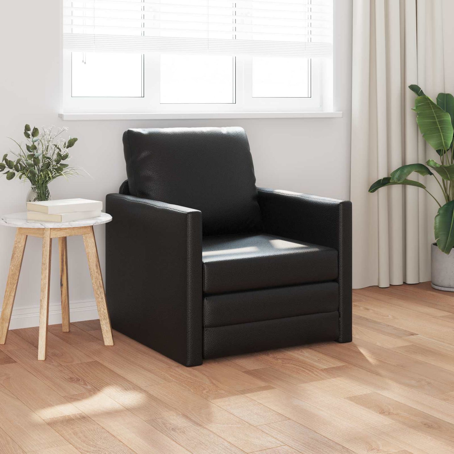 Sammenleggbar Sofa seng Svart 74 x 77 x 81 cm Kunstlær