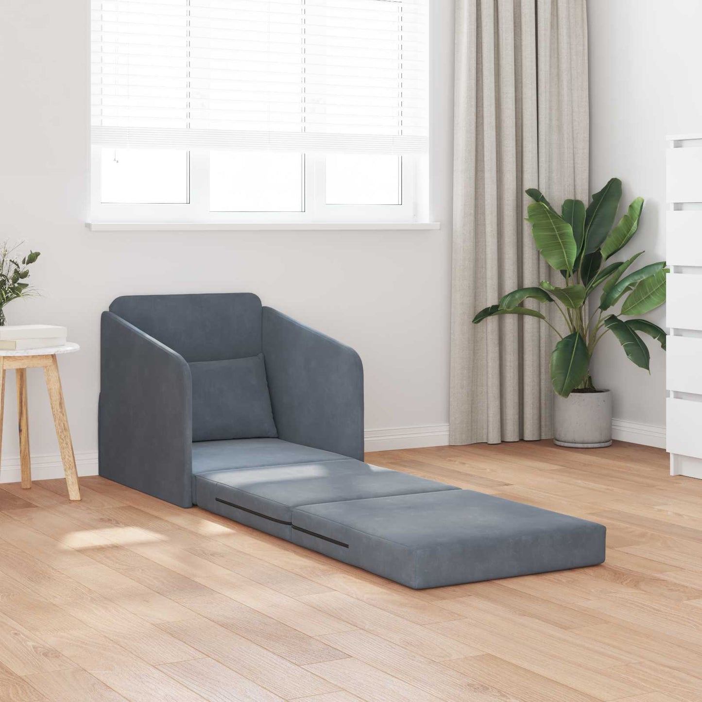 Sammenleggbar Sofa seng Mørkegrå 65 x 80 x 83 cm Fløyel