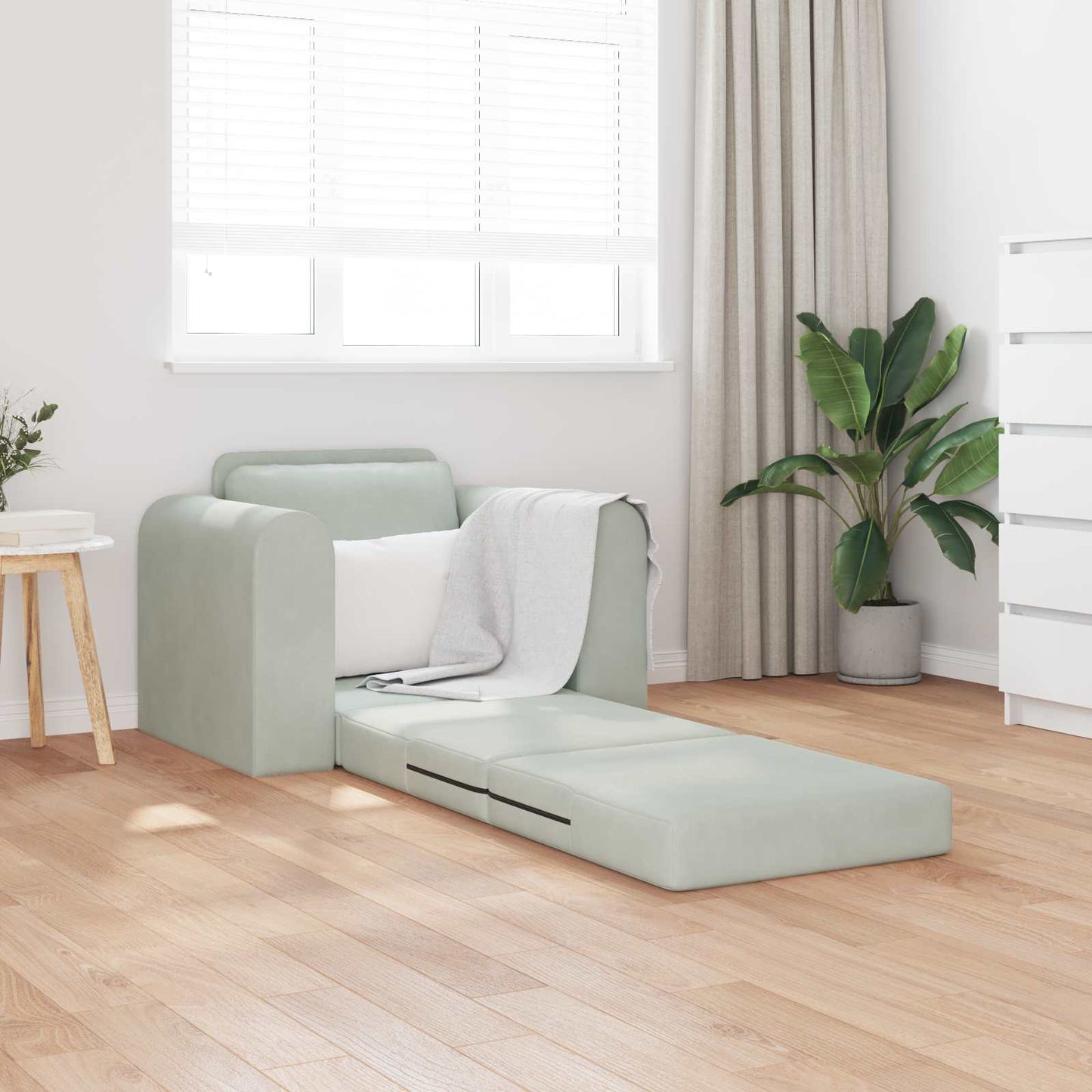 Sammenleggbar Sofa seng Lysegrå 98 x 71 x 83 cm Fløyel