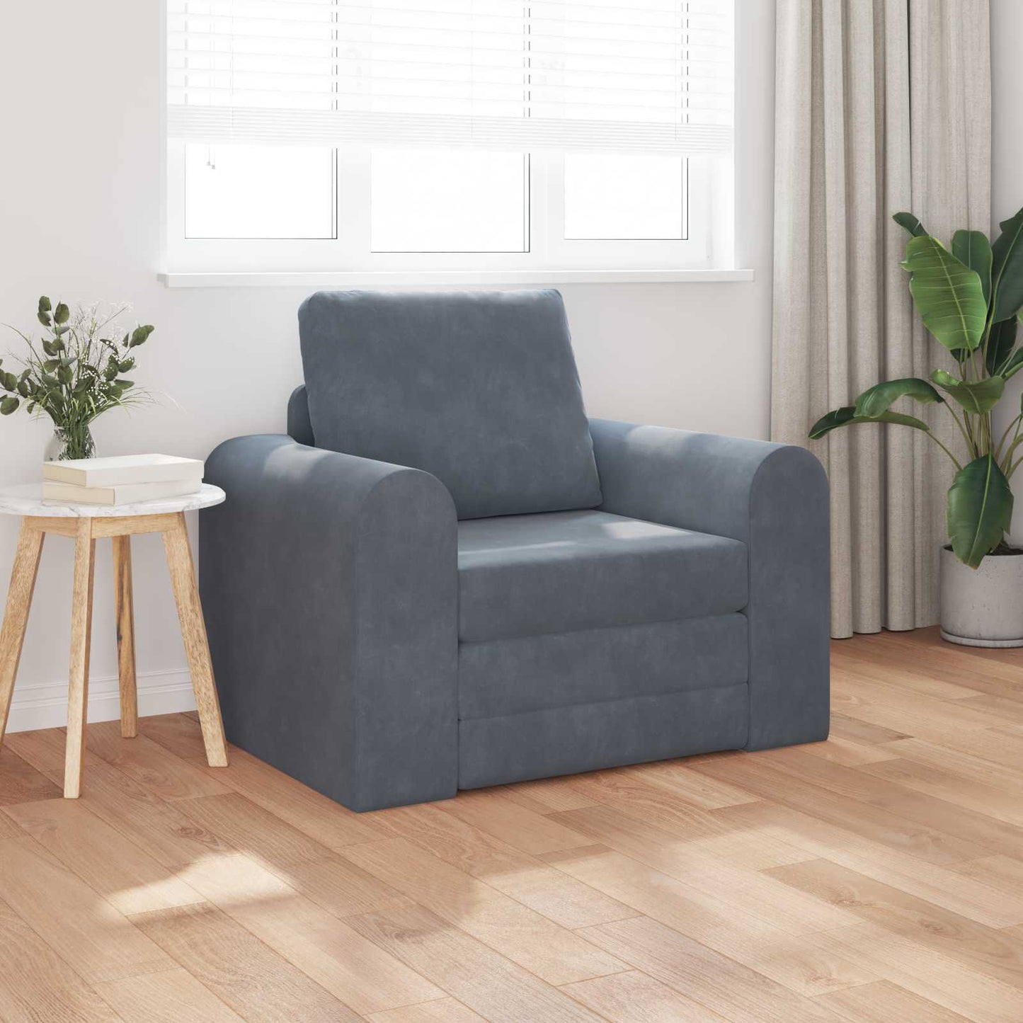 Sammenleggbar Sofa seng Mørkegrå 98 x 71 x 83 cm Fløyel