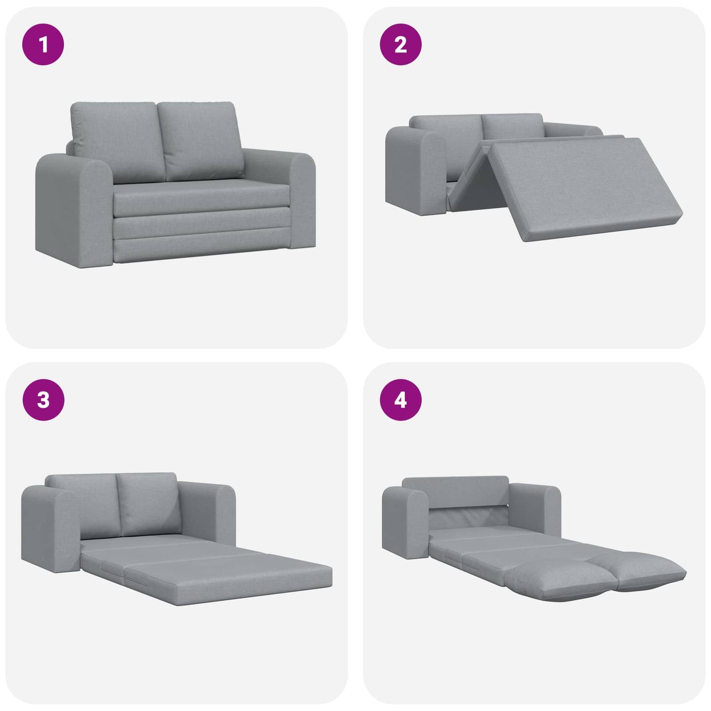 Sammenleggbar Sofa seng Lysegrå 148 x 71 x 83 cm stoff