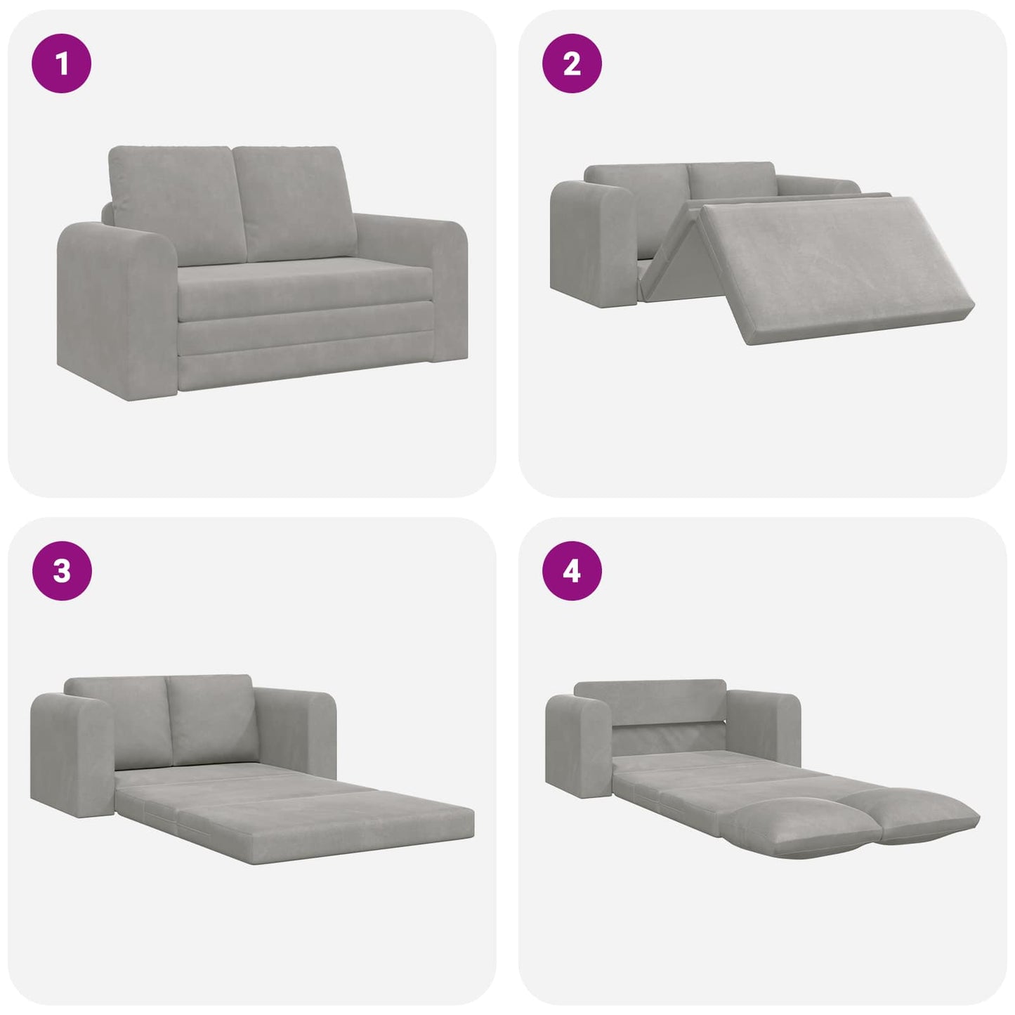 Sammenleggbar Sofa seng Lysegrå 148 x 71 x 83 cm Fløyel