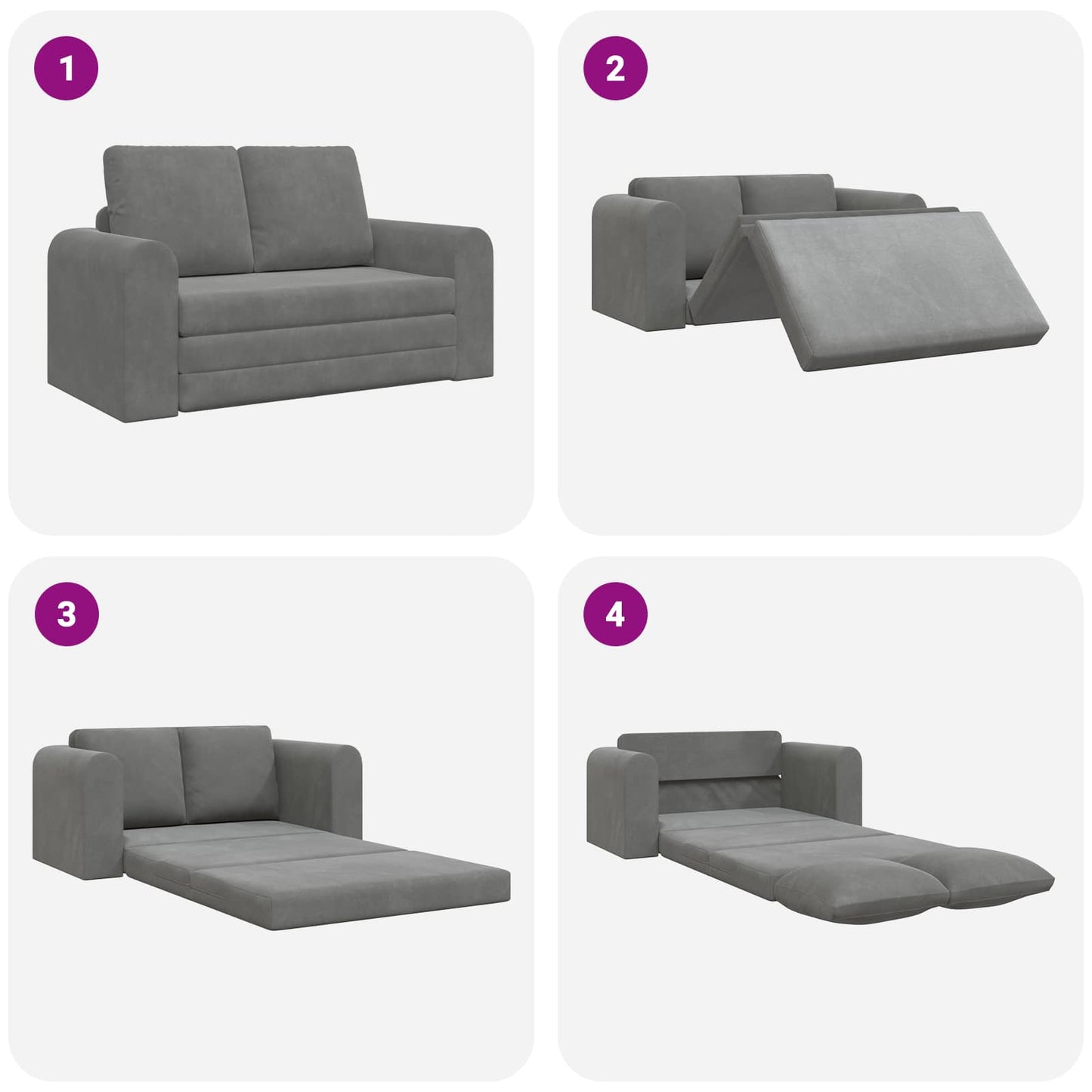 Sammenleggbar Sofa seng Mørkegrå 148 x 71 x 83 cm Fløyel