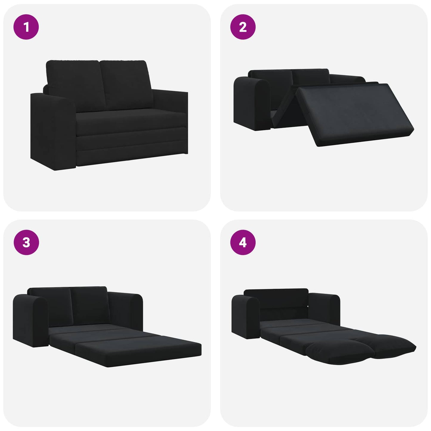 Sammenleggbar Sofa seng Svart 148 x 71 x 83 cm Fløyel