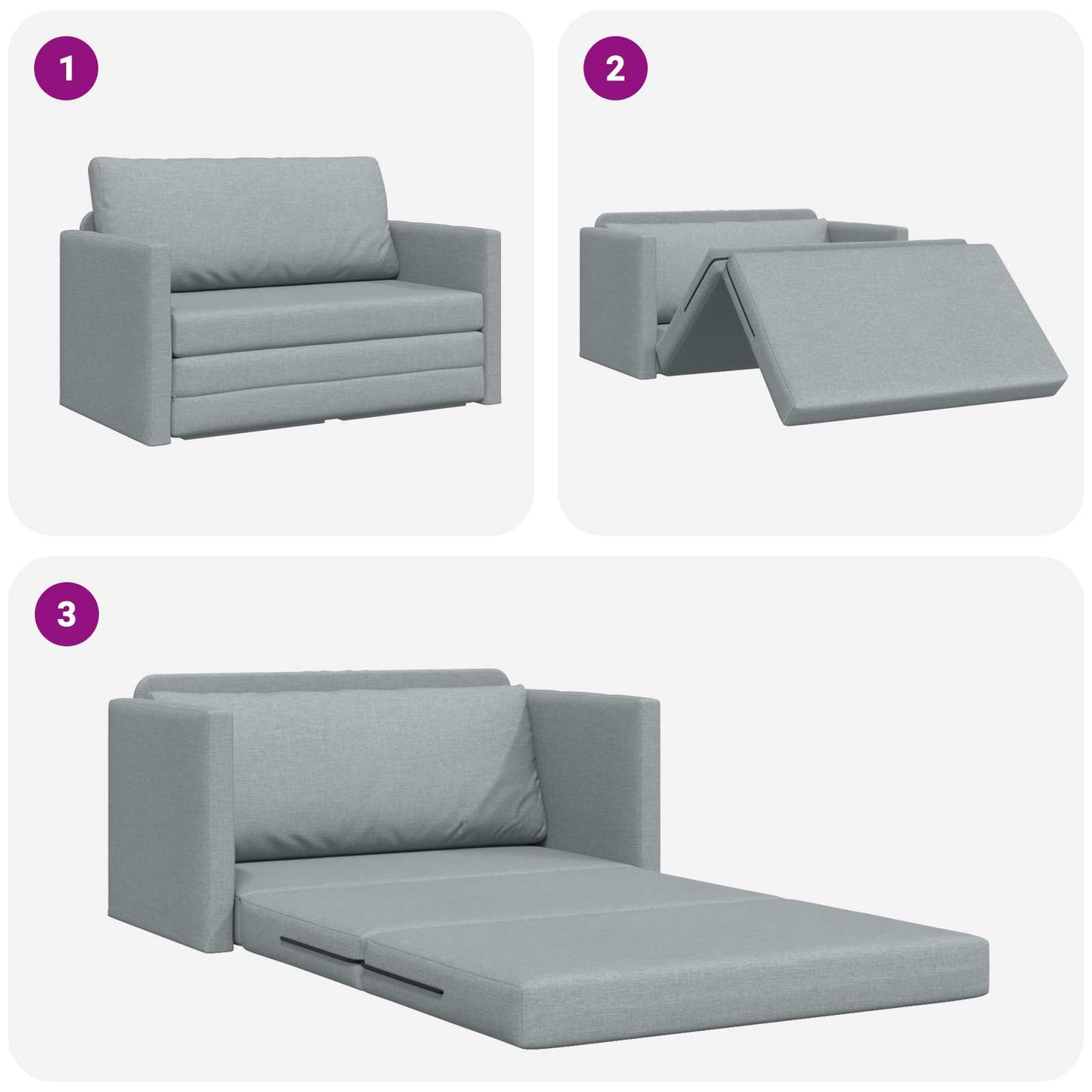 2-seters sammenleggbart sovesofa Lysegrå 124 x 71 x 78 cm stoff