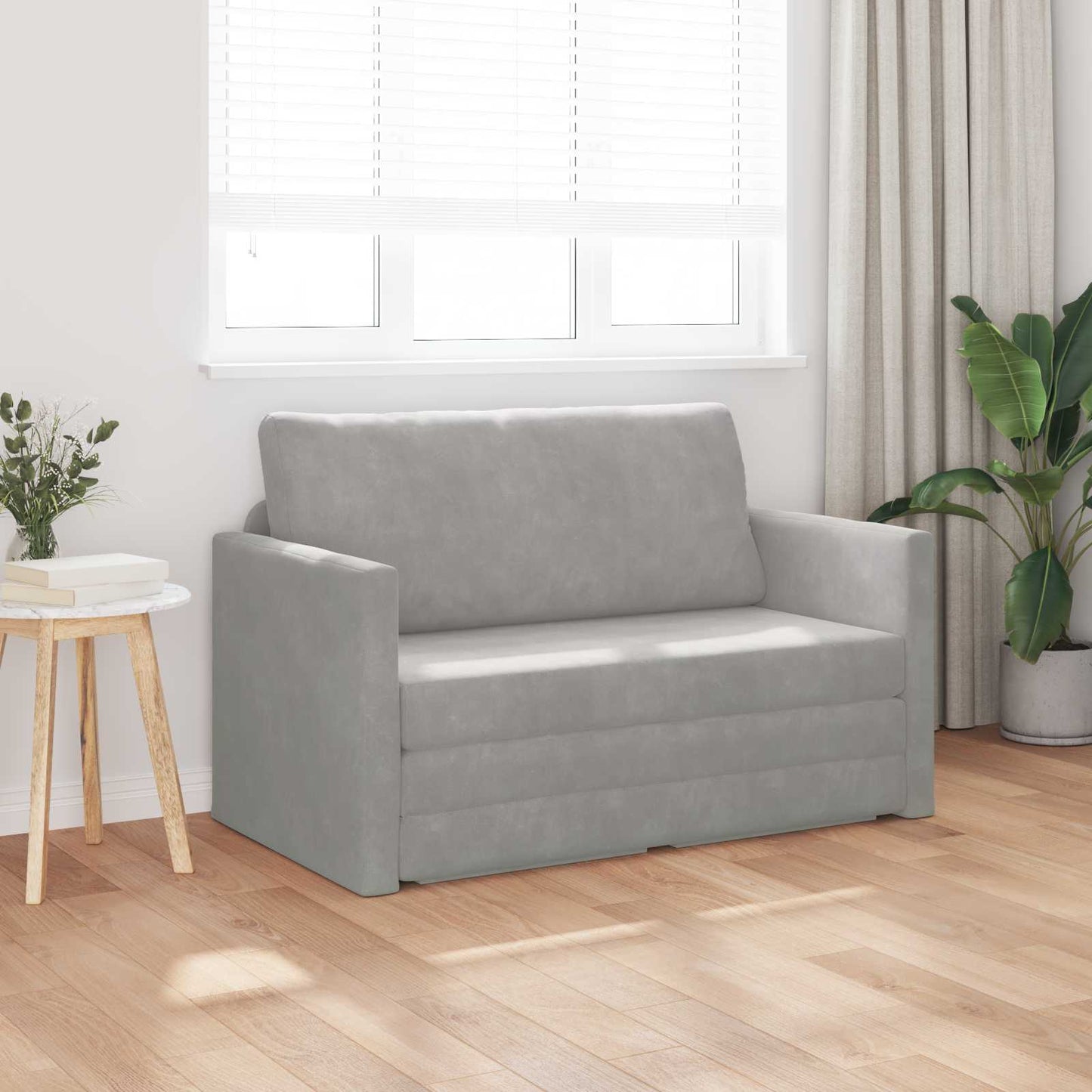 Sammenleggbar Sofa seng Lysegrå 124 x 71 x 78 cm Fløyel vidaXL