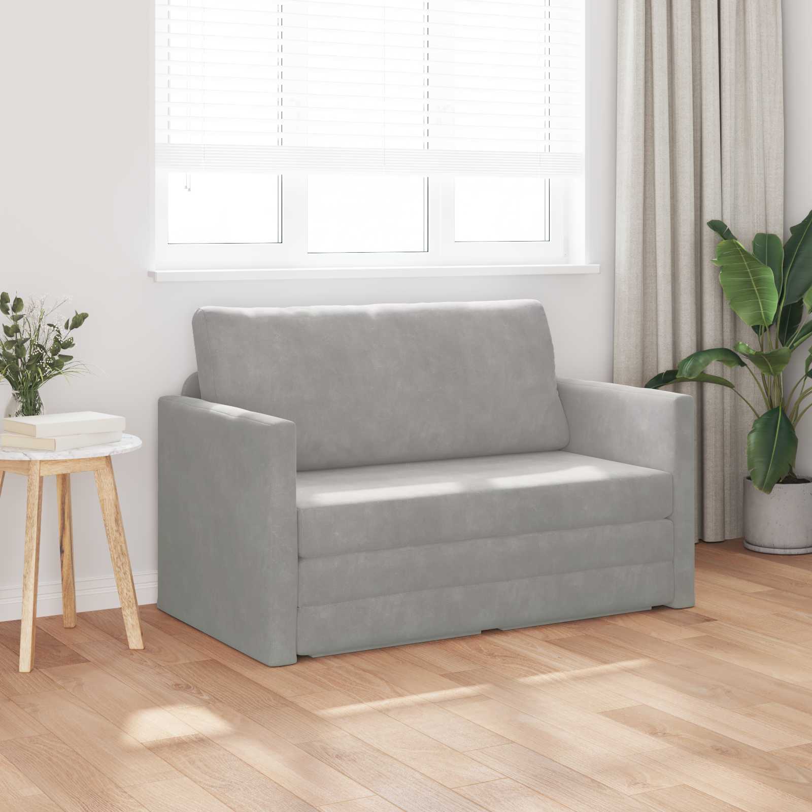 Sammenleggbar Sofa seng Lysegrå 124 x 71 x 78 cm Fløyel vidaXL