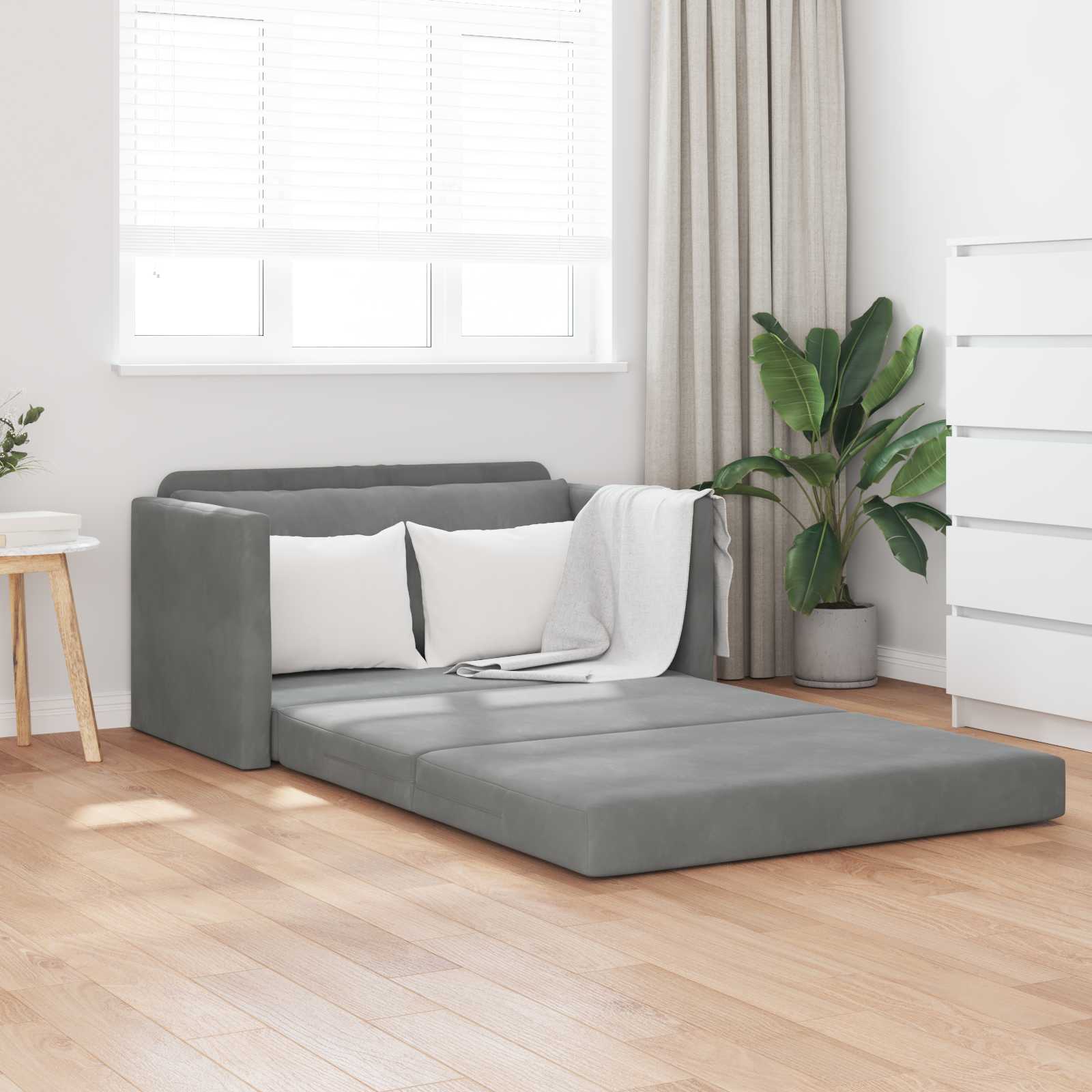 Sammenleggbar Sofa seng Mørkegrå 124 x 71 x 78 cm Fløyel vidaXL