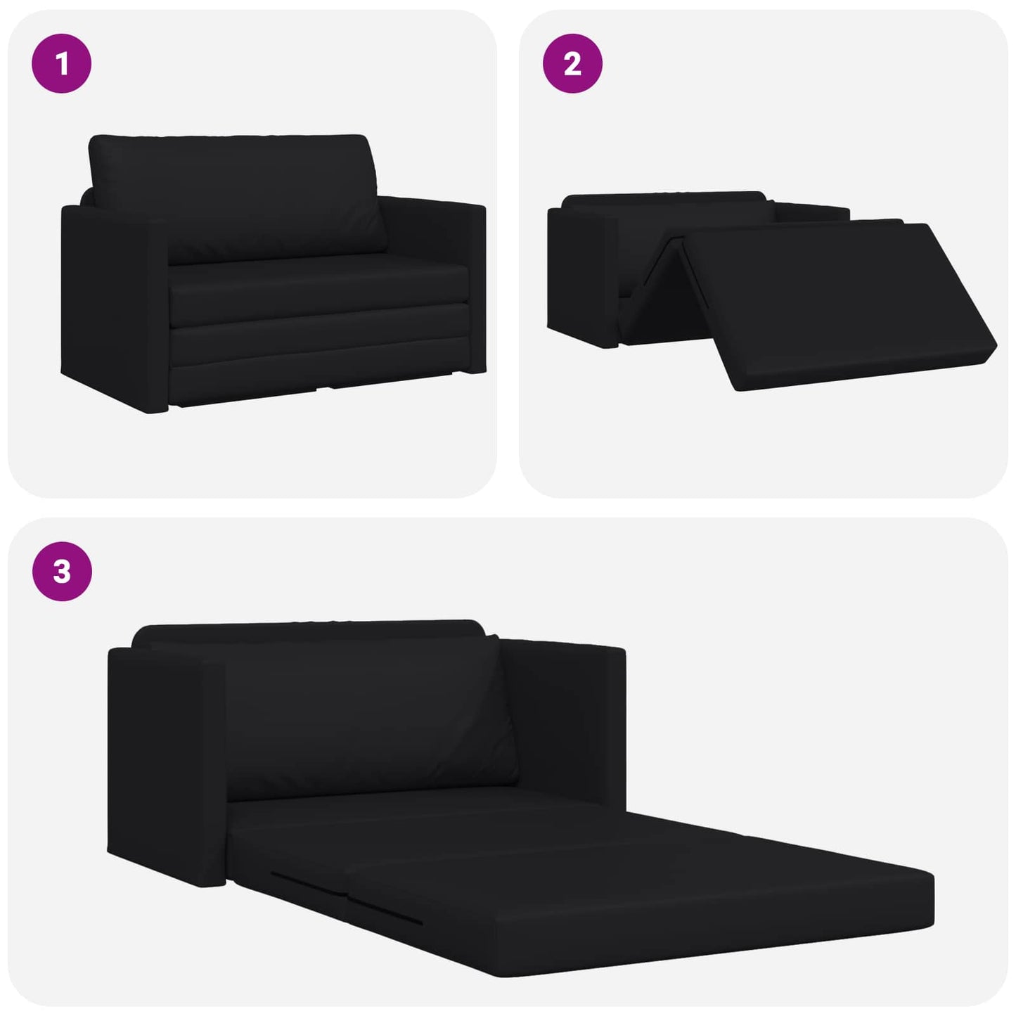 Sammenleggbar Sofa seng Svart 124 x 71 x 78 cm Kunstlær
