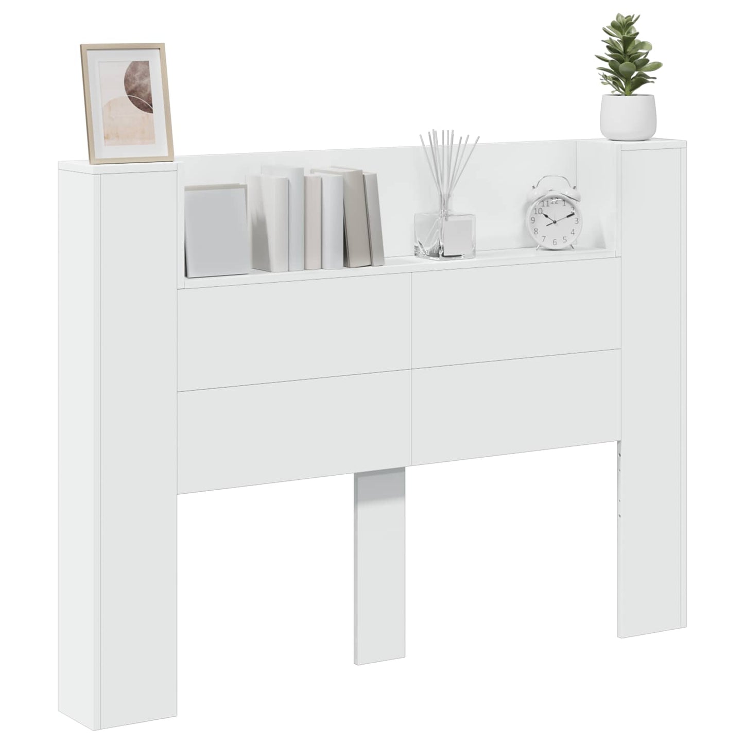 Hodegavlskap med LED Hvit 140 x 16,5 x 103,5 cm Konstruert tre