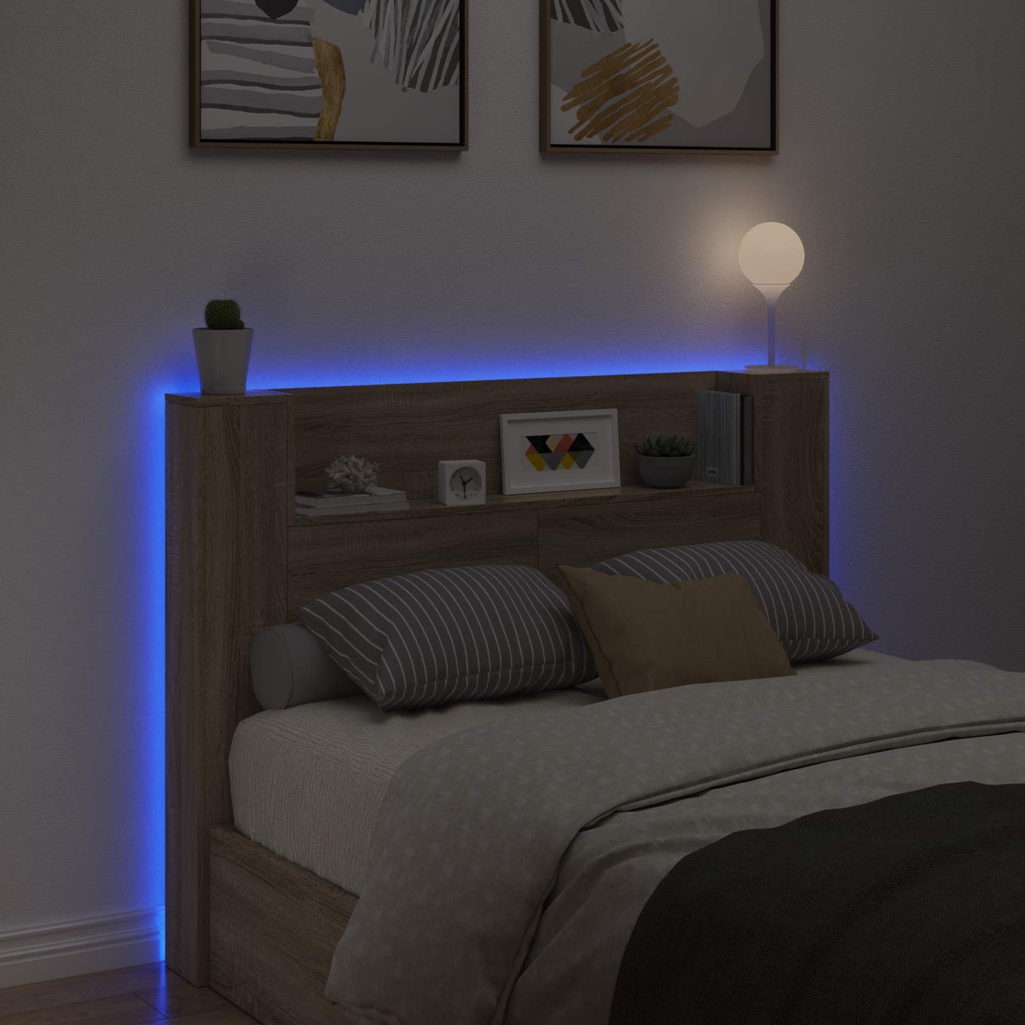 Hodegavlskap med LED med hylle Sonoma 140 x 16,5 x 103,5 cm