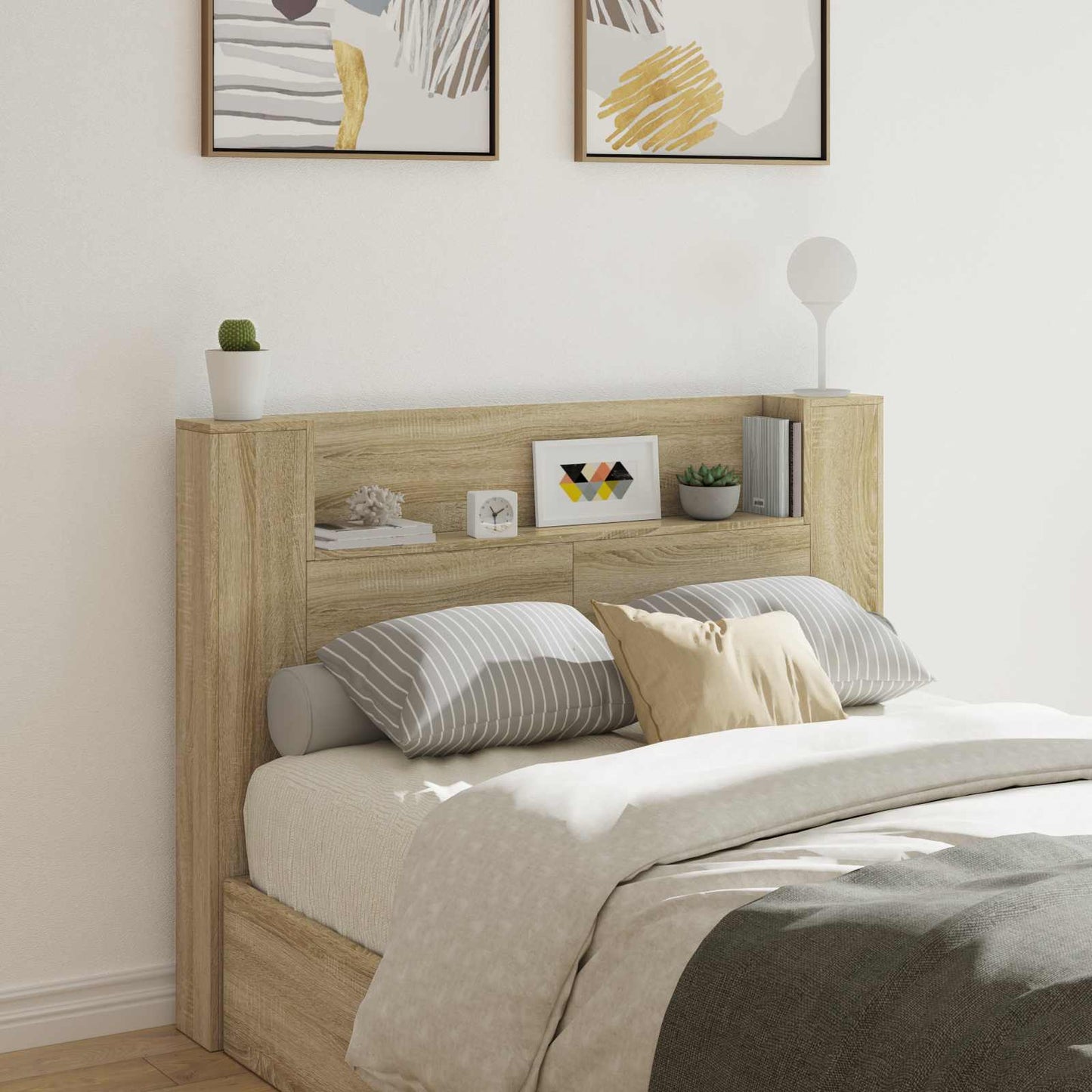 Hodegavlskap med LED med hylle Sonoma 140 x 16,5 x 103,5 cm