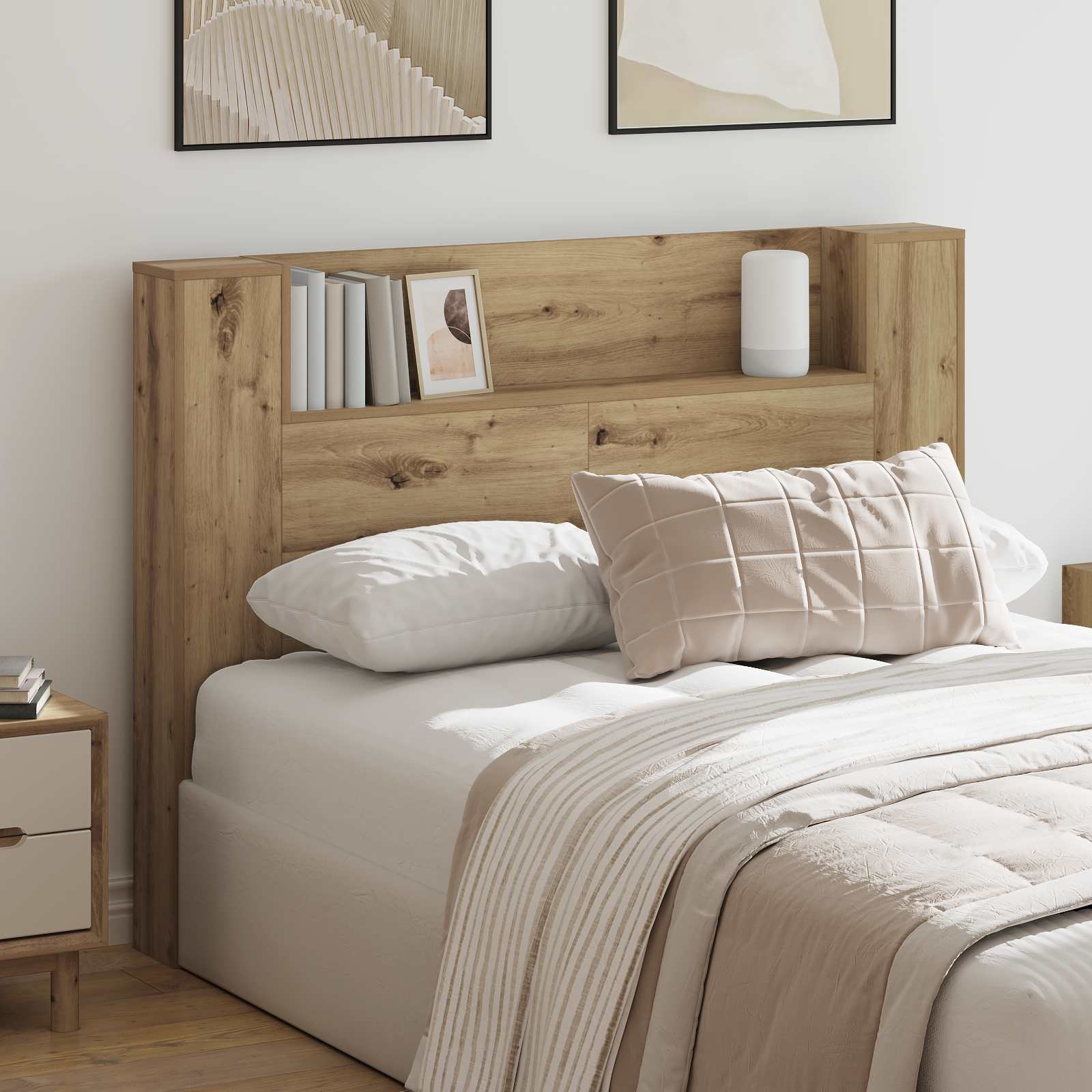 Hodegavlskap med LED Artisan Eik 140 x 16,5 x 103,5 cm vidaXL