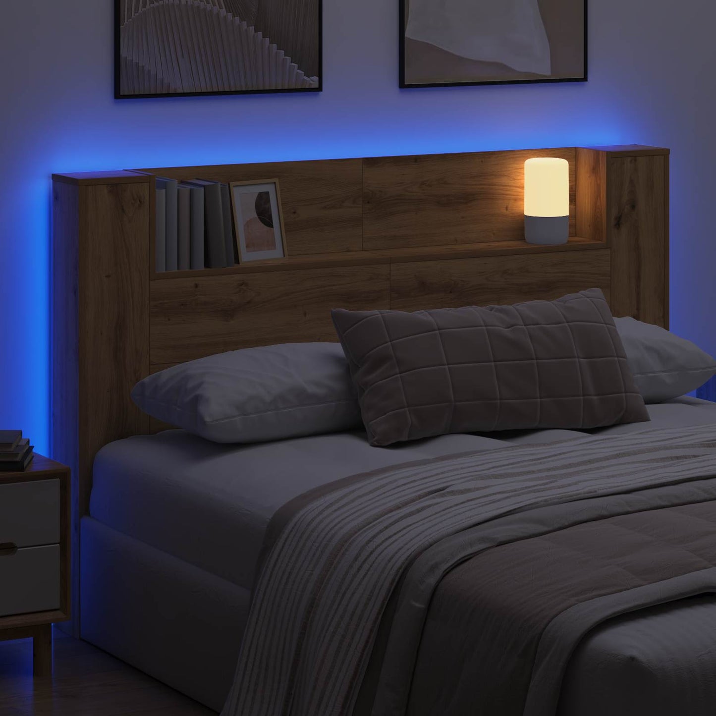 Hodegavlskap med LED Artisan Eik 160 x 16,5 x 103,5 cm vidaXL