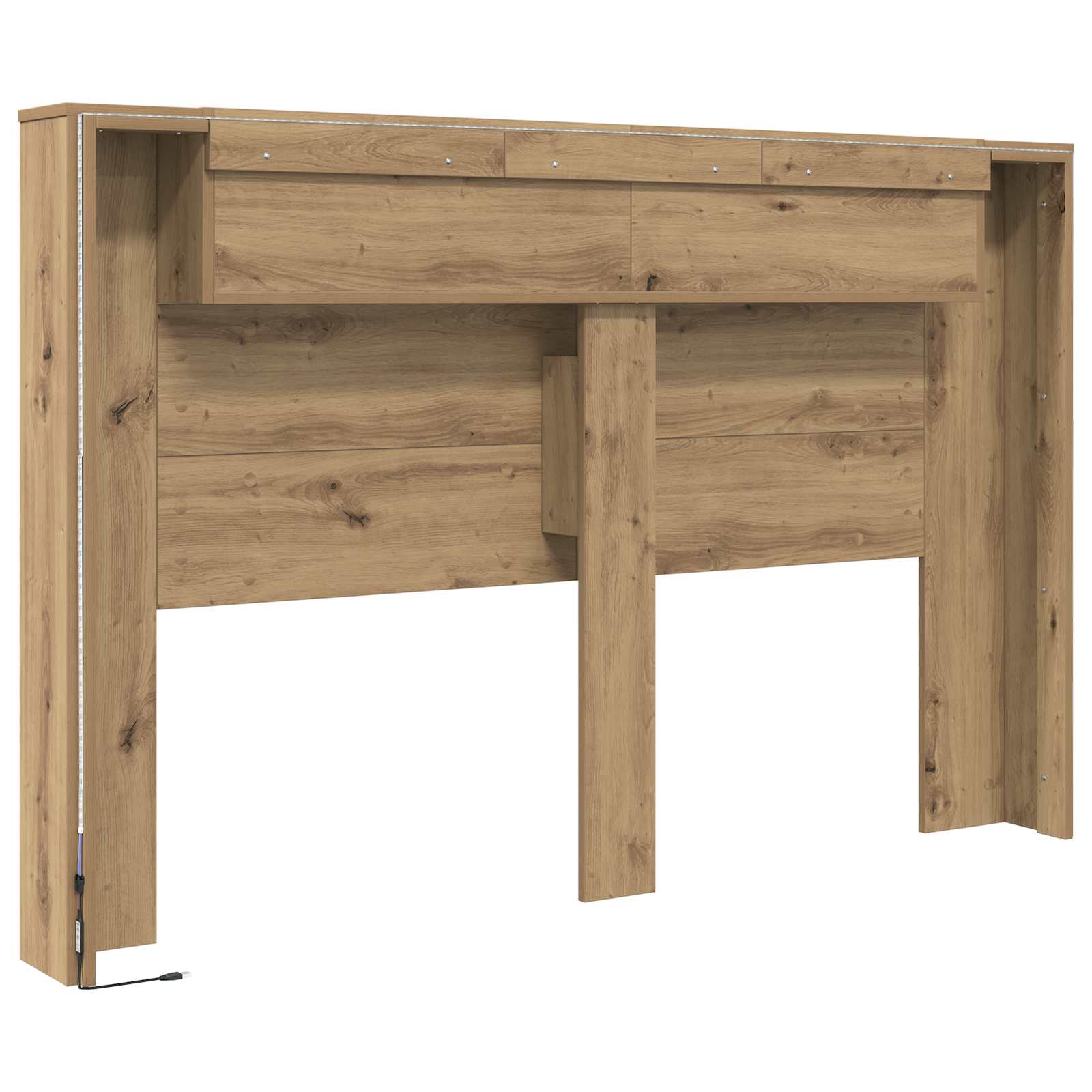 Hodegavlskap med LED Artisan Eik 160 x 16,5 x 103,5 cm vidaXL
